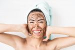 Woman exfoliating