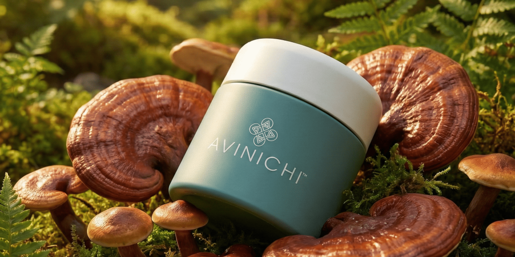 Avinichi skincare product with mushrooms and mycelium