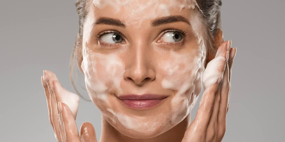woman face cleanser