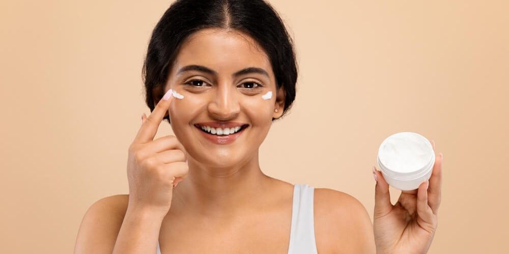 woman skincare product