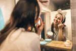 girl skincare mirror