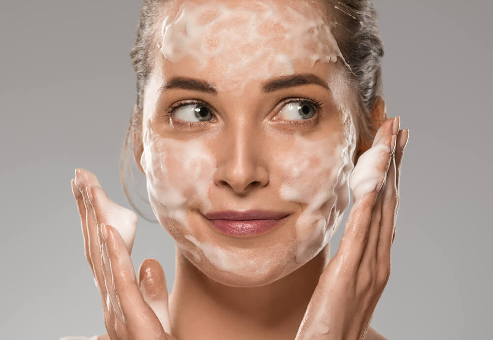 woman face cleanser